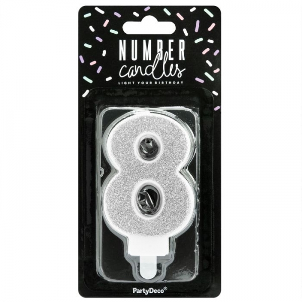 Number Candle - 8 - Silver
